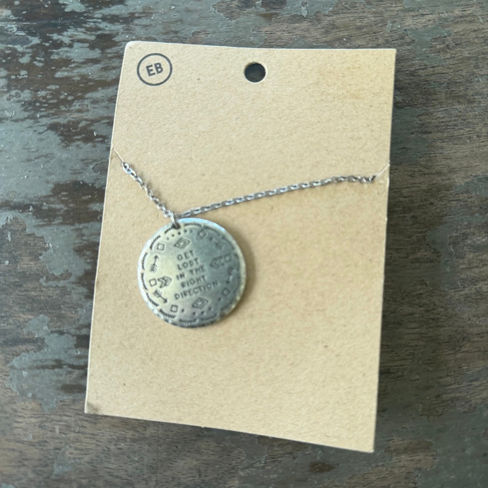 Earthbound Trading Co Get Lost In The Right Direction Silver Pendant Necklace